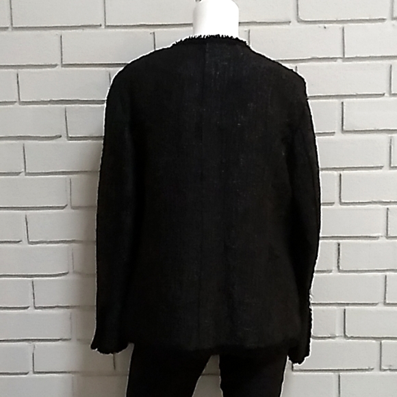 Zara Woman Black/Gray Distressed 4 Pocket Top Hook Lined Jacket. Sz Large. NWT - Picture 8 of 16